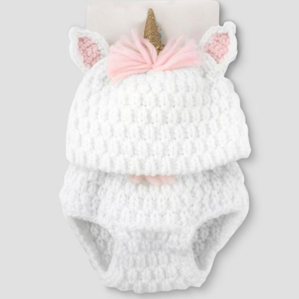 BABY Unicorn Hat & Diaper Cover Set - Picture 3 of 4